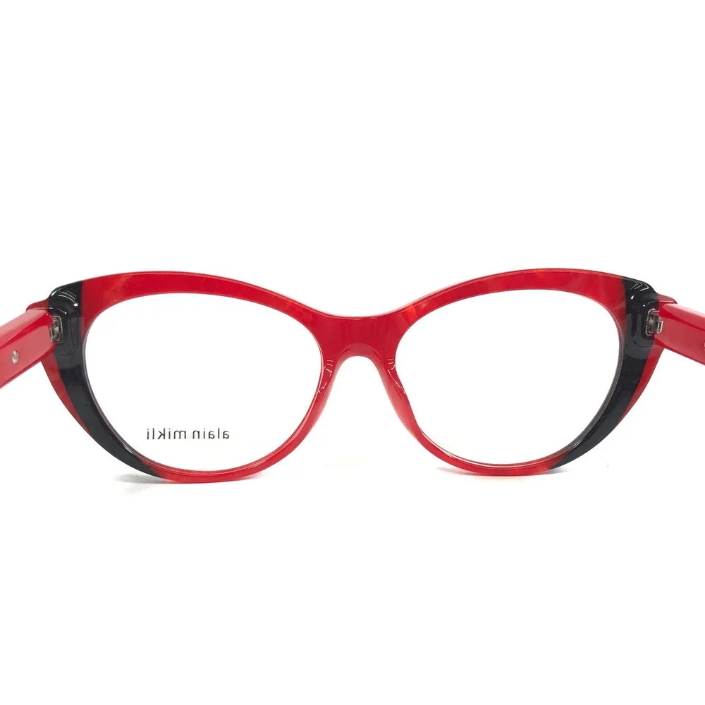 Alain Mikli Eyeglasses Frames Elisee A03115 004 Black Red Shiny Marble 53-16-145